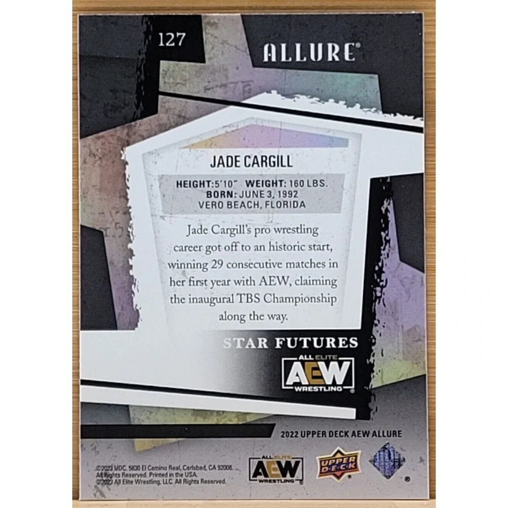 2022‎ UPPER DECK AEW ALLURE JADE CARGILL STAR FUTURES ROOKIE RC